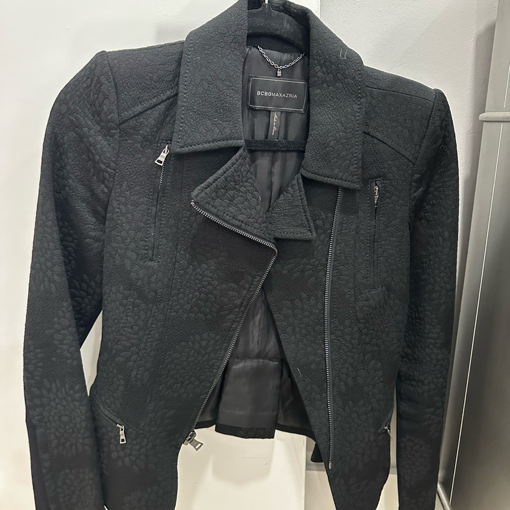 BCBGMaxAzria Black Leather Moto Jacket
